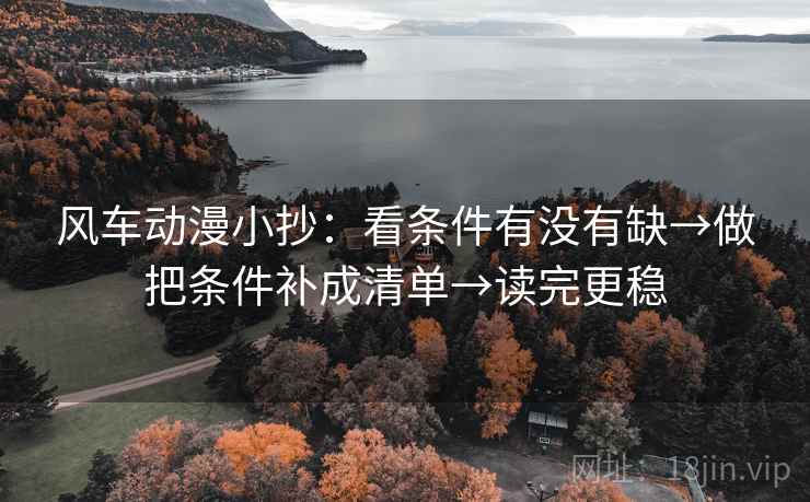 风车动漫小抄：看条件有没有缺→做把条件补成清单→读完更稳